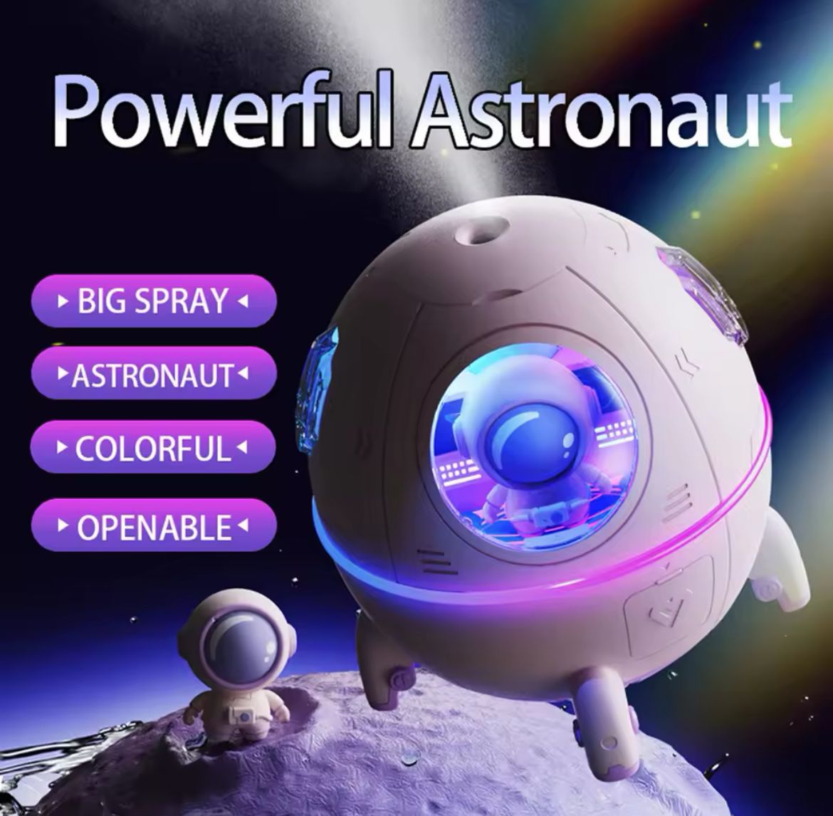 Astronaut Air Humidifier 220ml With Night Light