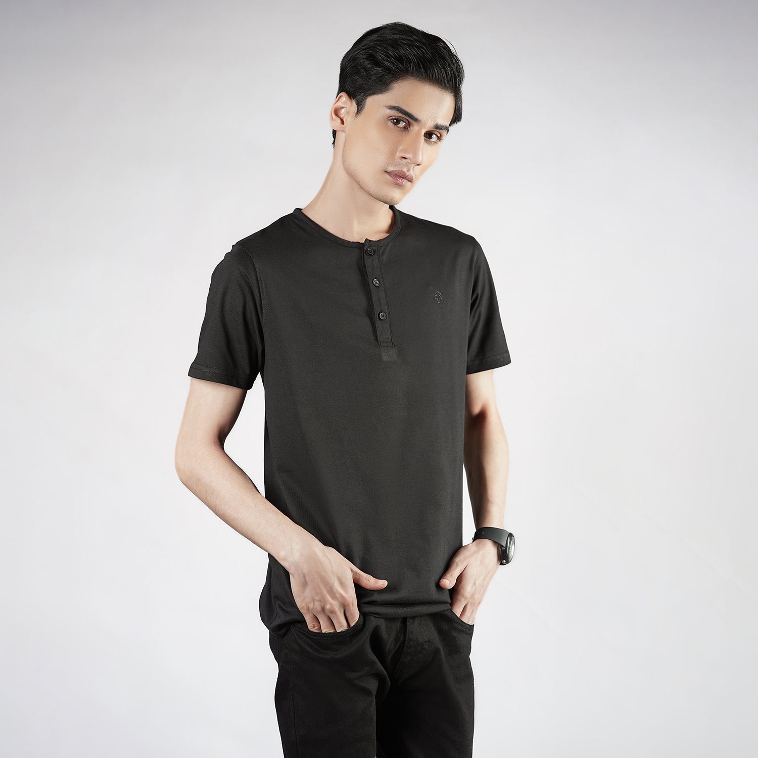 Black Henley H/S