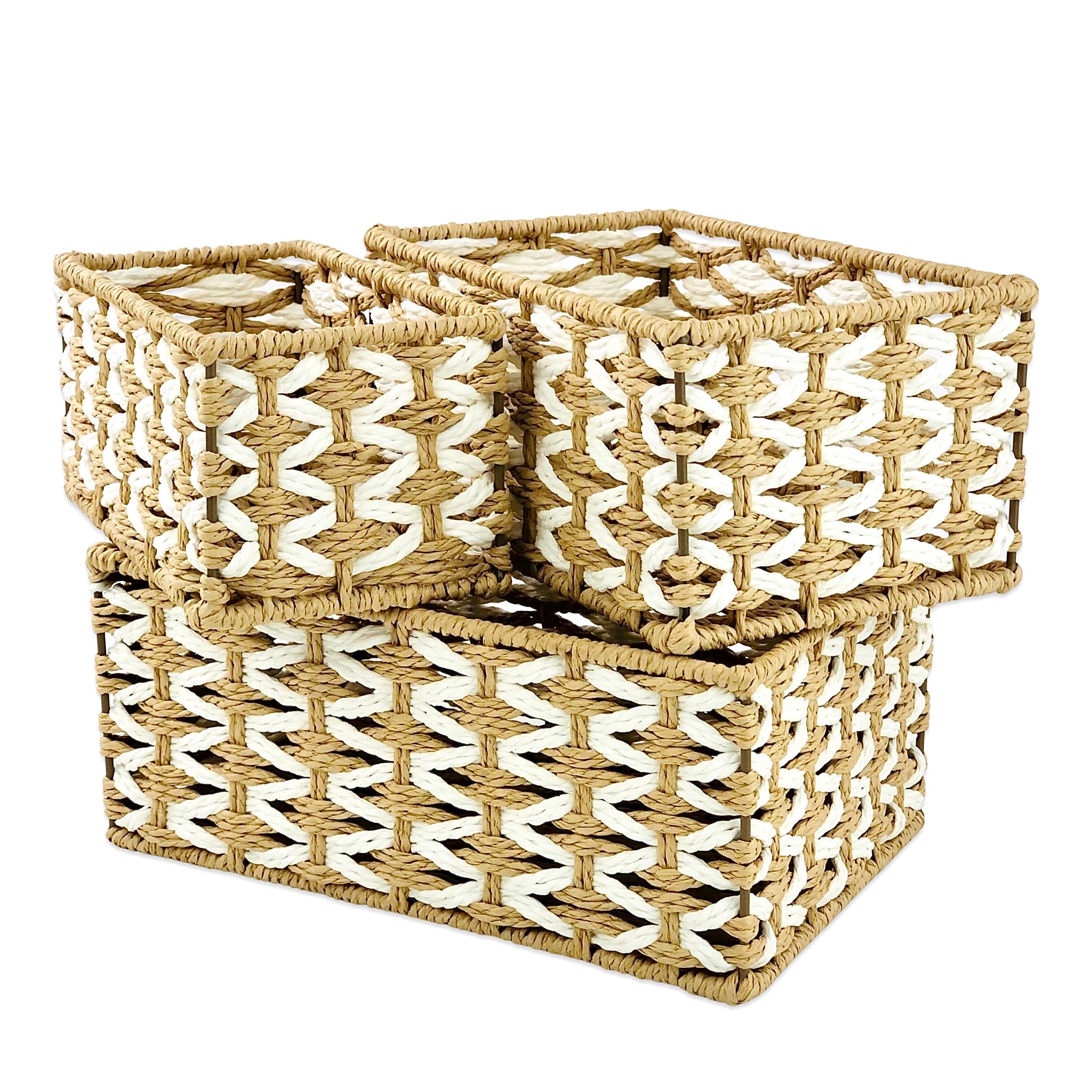 Rectangular Jute Towel Basket  (Set of 3)