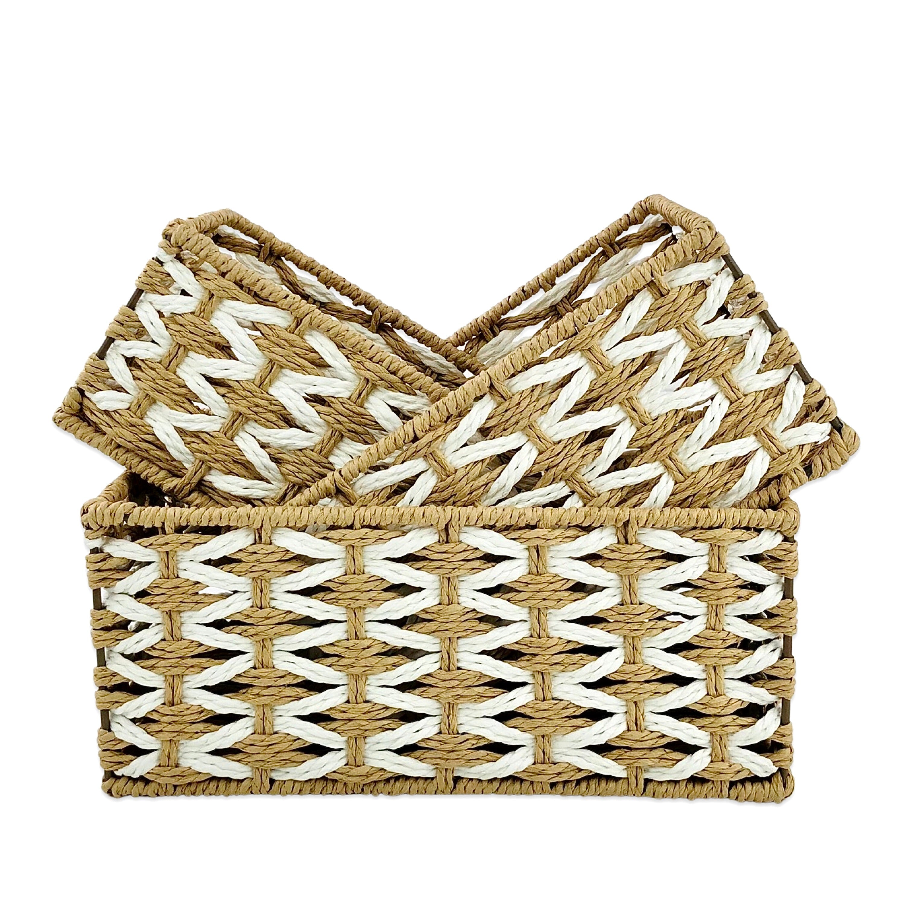 Rectangular Jute Towel Basket  (Set of 3)