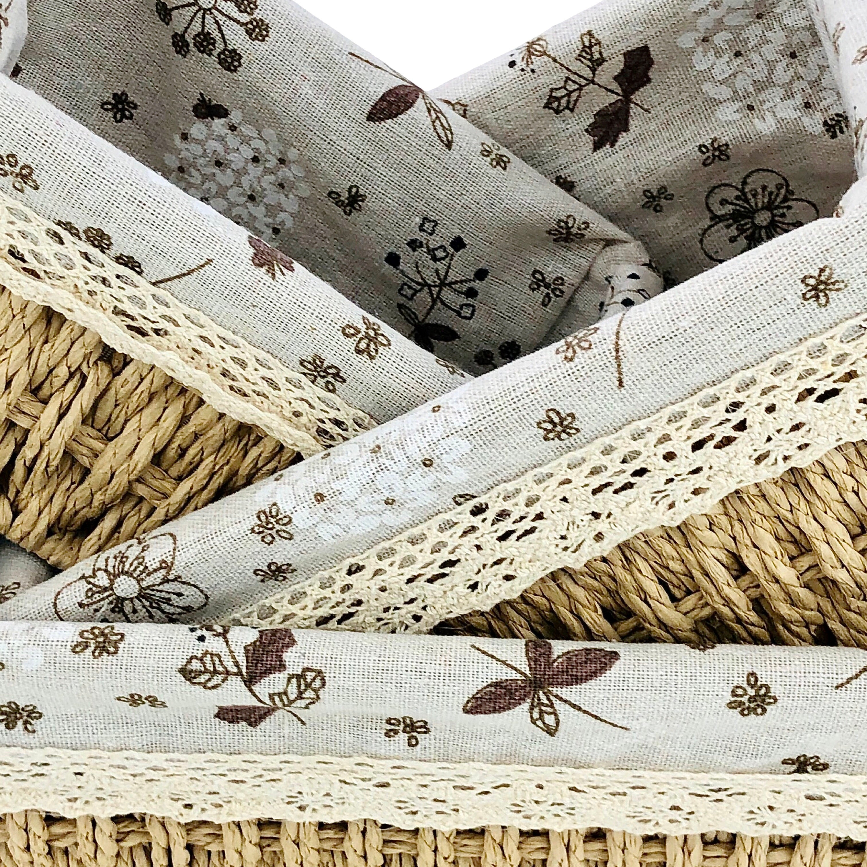 Beige Jute & Linen Towel Basket  (Set of 3)