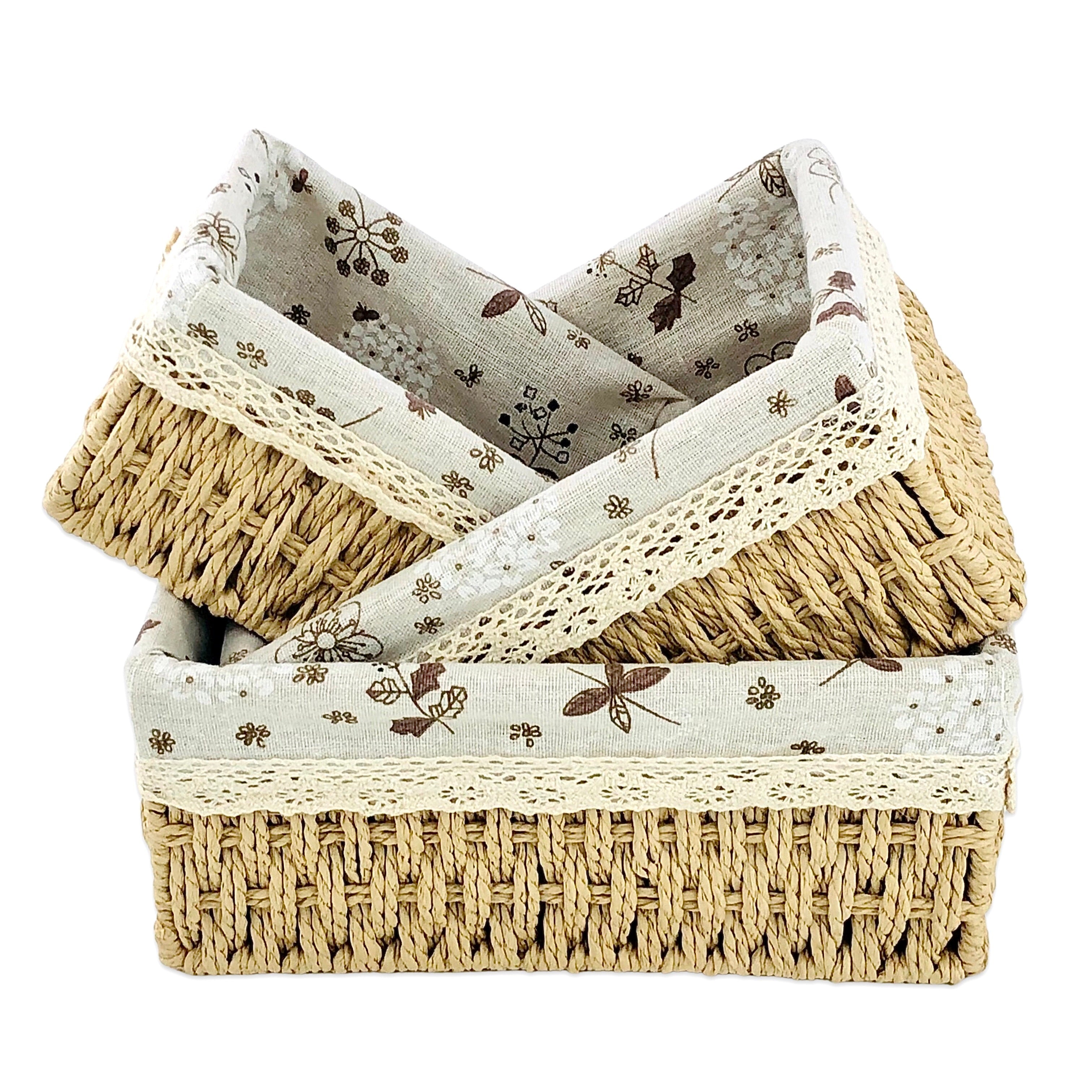 Beige Jute & Linen Towel Basket  (Set of 3)