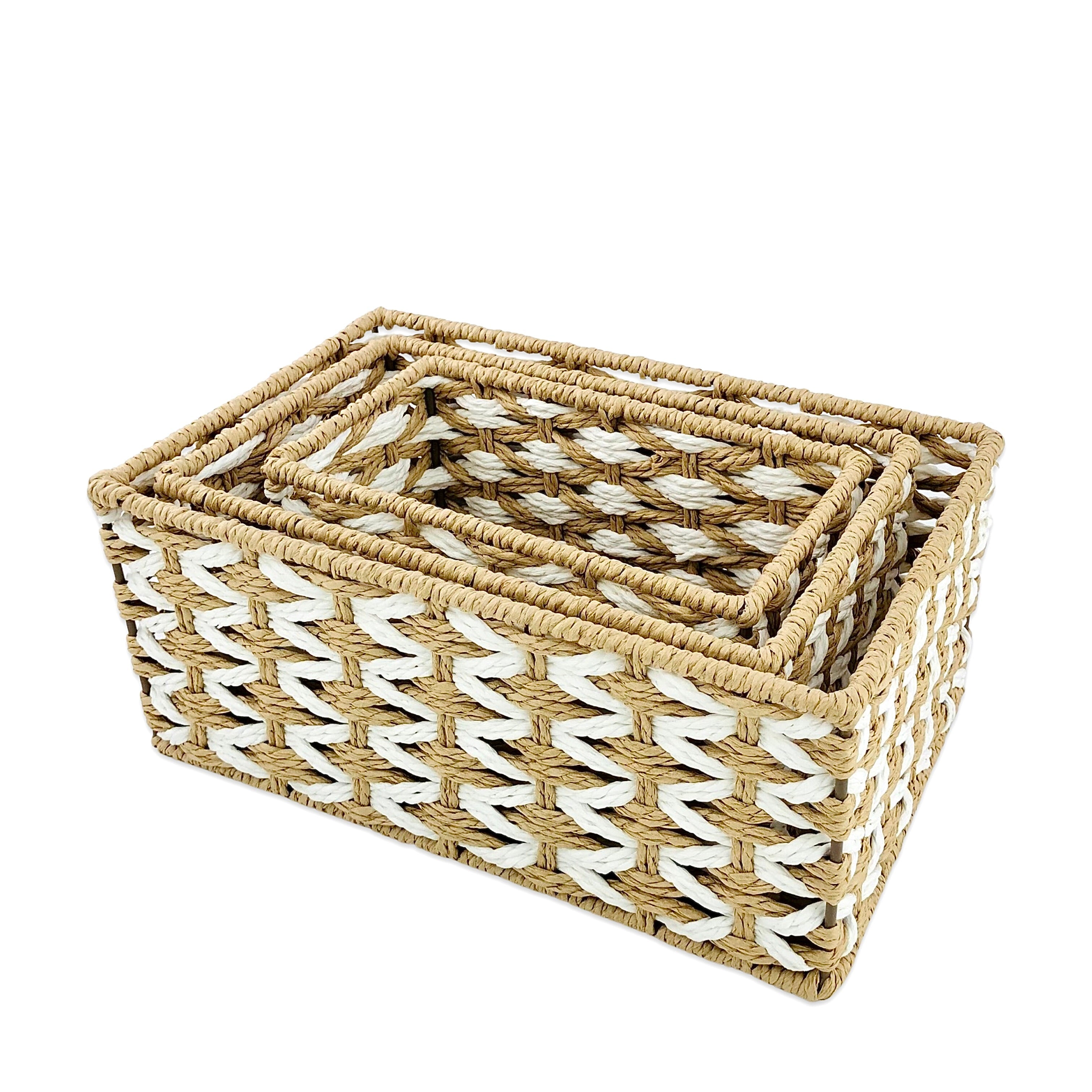 Rectangular Jute Towel Basket  (Set of 3)