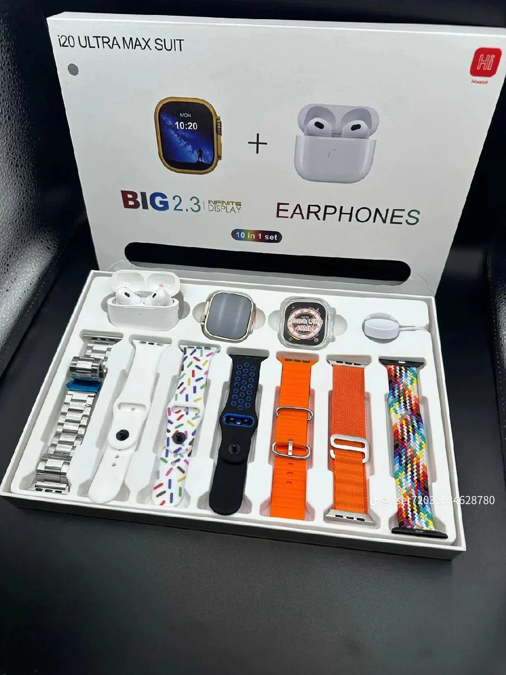 10-in-1 Ultra Sports Smartwatch Complete i20 Ultra Max Suit + Best quality Earbuds in affordable price